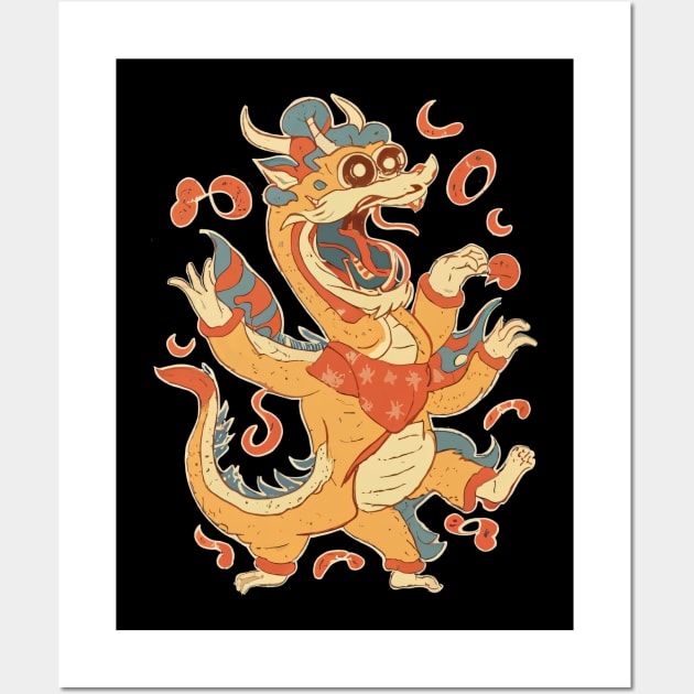 Dragon Dance Delight, Chinese Cartoon Style Wall Art by SimpliPrinter